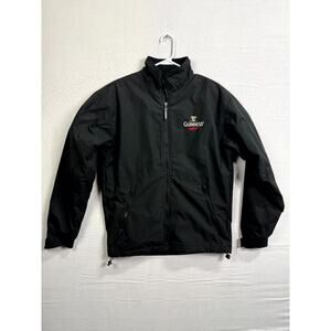 Guinness Jacket Mens S Black Fleece Lined Spellout Long Sleeve Pockets Full Zip